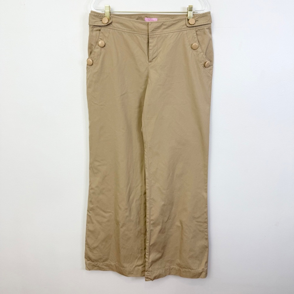 Lilly Pulitzer Button Detail Wide Leg Pants Tan Size 10